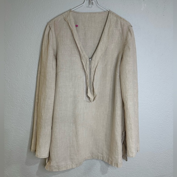 Michael Michael Kors 100% Linen Tunic Top Beige Size M - Picture 13 of 16